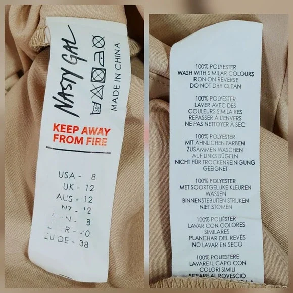 Nasty Gal Slip Dress 8 Wrap Drape Midi Spaghetti Front Knot‎ Oyster Cream NEW - Picture 5 of 12